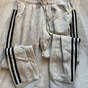 adidas Gray Track Pants with Black Stripes